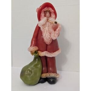 Vintage Northern Lights Fantasy Figure Santa Candle with Pipe & Gift Bag